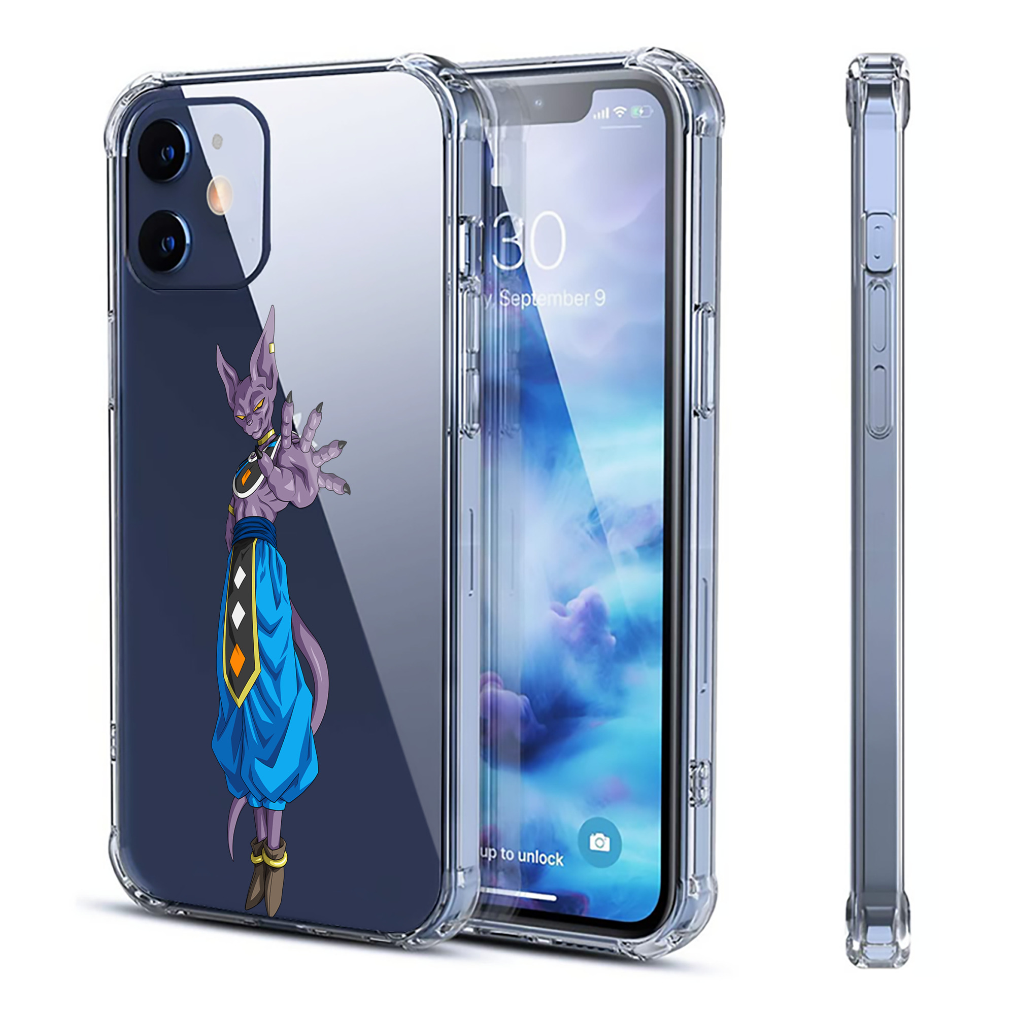 （画像用） ドラゴンボール ビルス 破壊神ビルス DRAGON BALL Beerus Birusu 【iPhone 12シリーズ対応】透明スマホケース（クリアソフトケース）